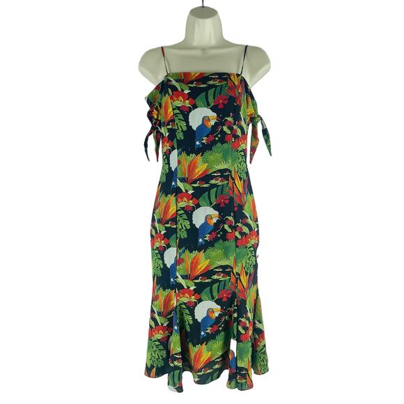 Bailey 44 Ipanema Tropical Toucan Dress Cold Shoulder Size 2 - Picture 1 of 10